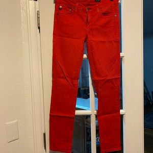 AG red women’s straight leg Jeans